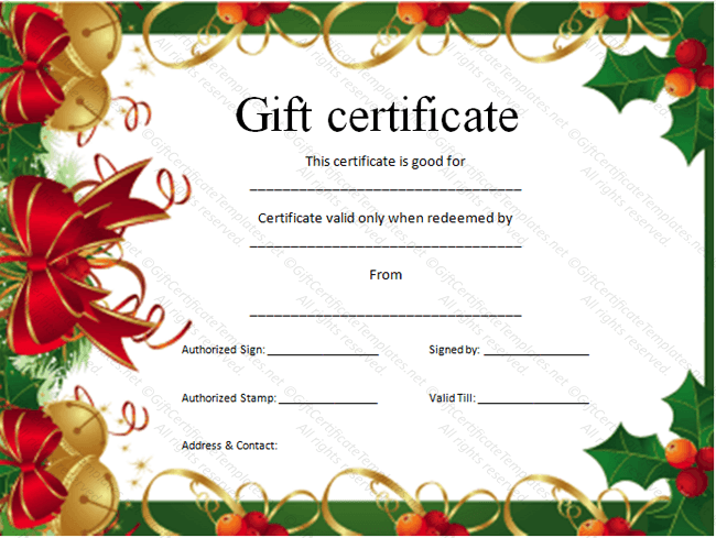 christmas gift certificate templates