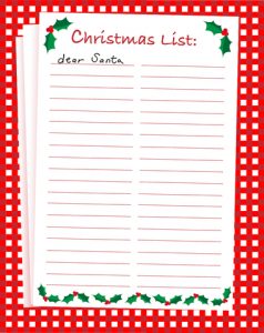 christmas list printable christmaslist