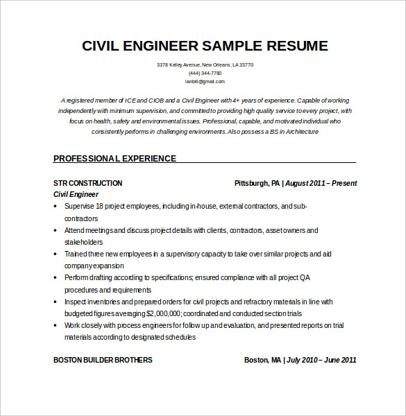 civil engineer resume