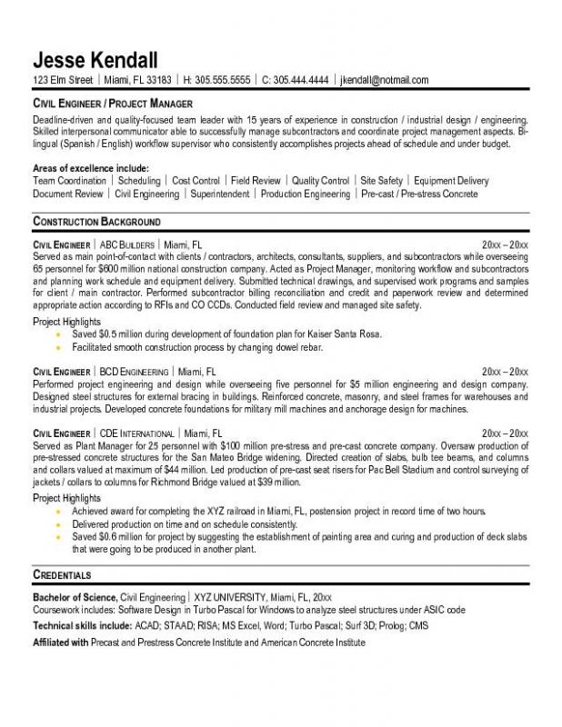 civil engineering resume