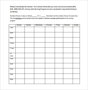 class schedule template free weekly class schedule template word doc