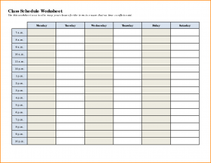 class schedule templates class schedule template