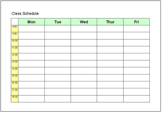 class schedule templates