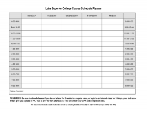 class schedule templates college class schedule template weekly