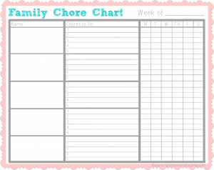 cleaners checklist templates family chore chart x