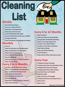 cleaning checklist template cleaning list template
