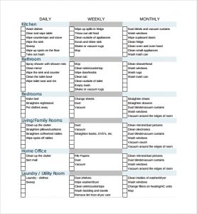 cleaning checklist template sample house cleaning checklist