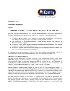 cleaning contract template mc carthy proposal