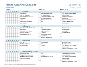 cleaning schedule template house cleaning checklist template
