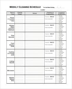cleaning schedule template monthly cleaning schedule template pdf format