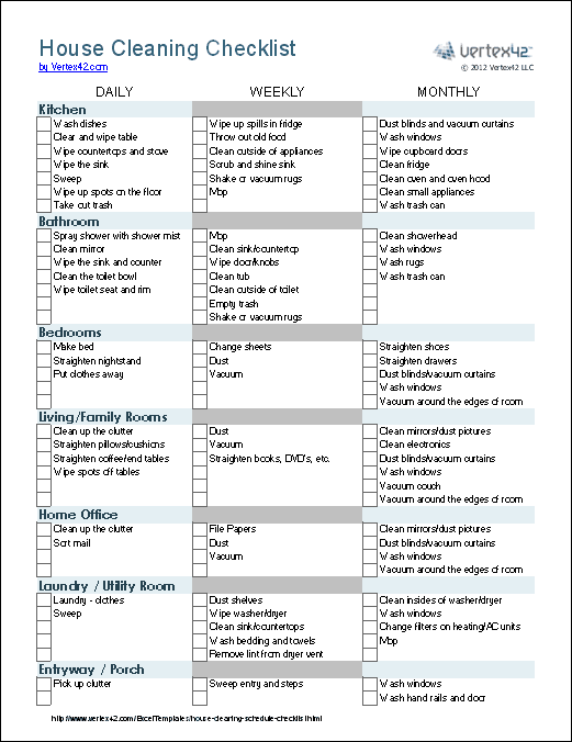 cleaning schedule template