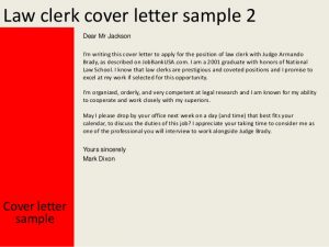 clerical cover letter law clerk cover letter