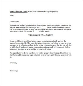 collection letter template free collection letter template