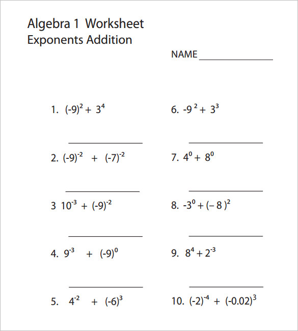 college algebra worksheets