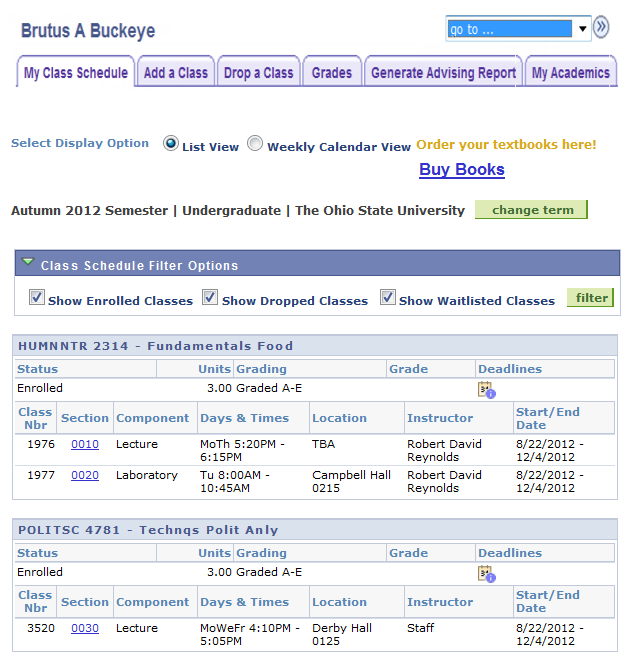 college class schedule template
