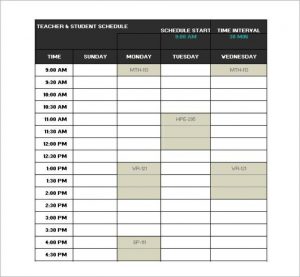 college class schedule template standard school schedule template in excel format