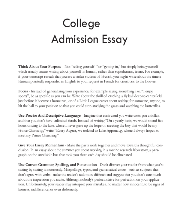 college essay format