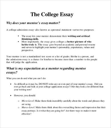 college essay format template
