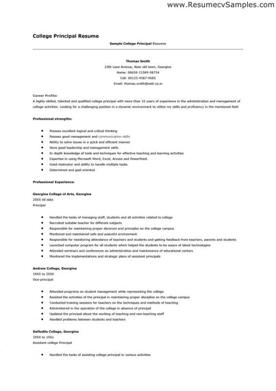 college resume format
