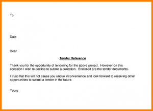 college resume sample example of a tender letter declining submit tender