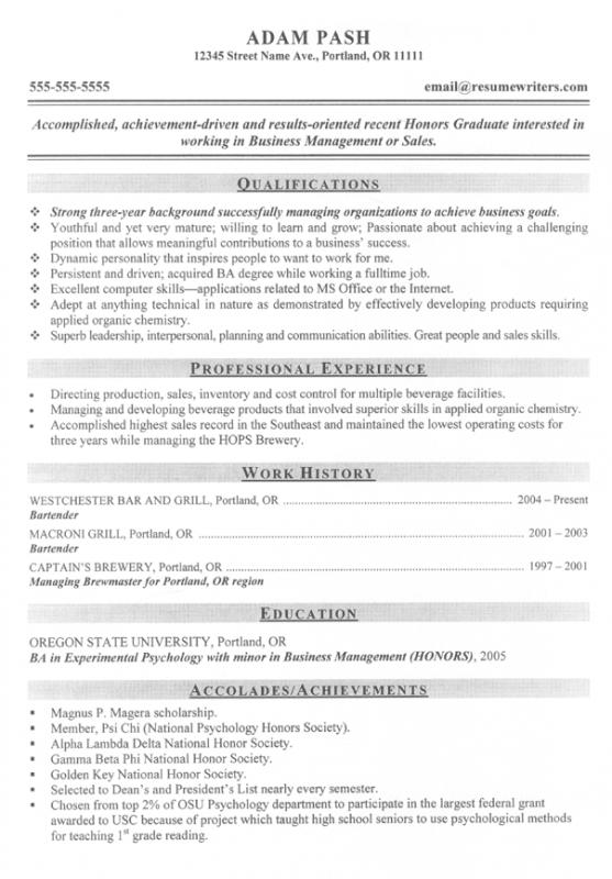 college resume samples