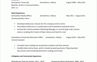 college resume samples recent graduate resume