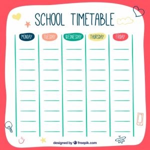college schedule template hand drawn style school timetable template