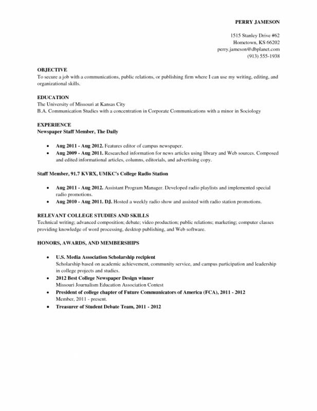 college student resume outline