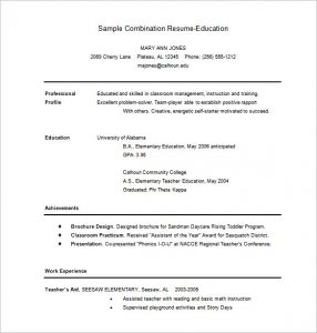 combination resume template combination resume education