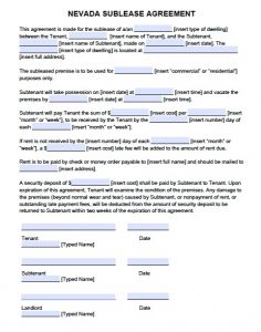 commercial lease agreement template word nevada sublease agreement form pdf