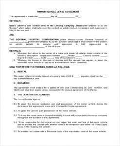 commercial vehicle lease agreement commercial truck lease agreement form