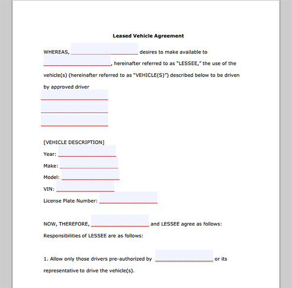 commercial vehicle lease agreement