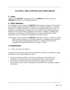company policy template company policy alcohol and controlled substances template