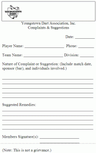 complaint form template complaint