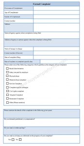 complaint form template formal complaint forms