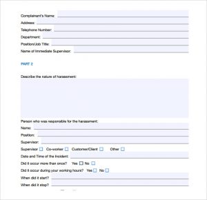 complaints letters samples download harassment complaint form