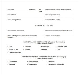 complaints letters samples free download harassment complaint form