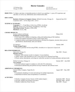 computer science entry level resume entry level computer science resume