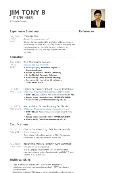 computer science resume example