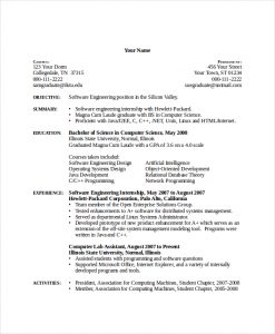 computer science resume sample computer science internship resume