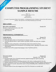 computer science resume template computer programming student resume sample