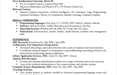 computer science resumes resume of computer science