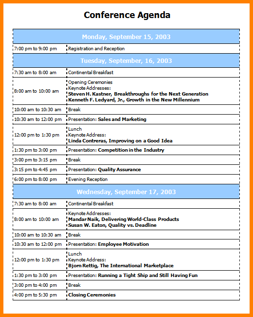 conference agenda template