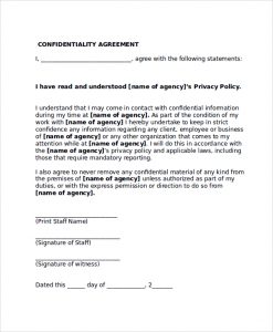 confidentiality agreement form confidentiality agreement form sample
