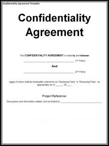 confidentiality agreement form confidentiality agreement template