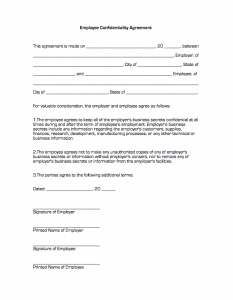 confidentiality agreement form employee confidentiality agreement1