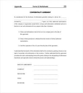 confidentiality agreement sample sample confidentiality agreement tamplate pdf download