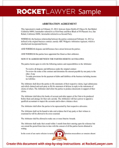 consignment agreement template sample arbitration agreement form template