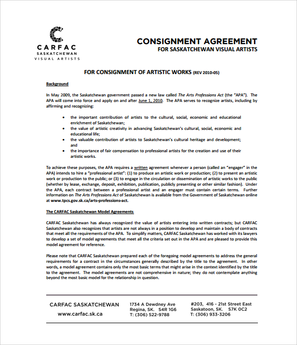 consignment agreement template