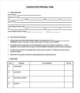 construction bid template contractor proposal template download